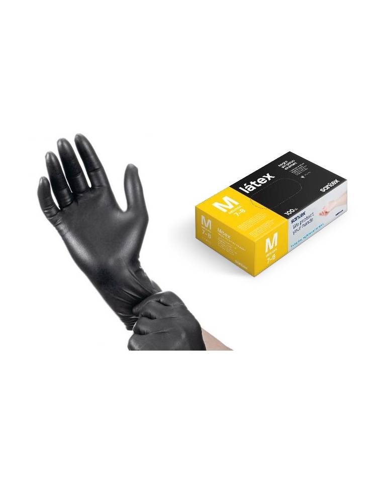 Disposable gloves SANTEX LATEX Black 1000units (powder FREE)